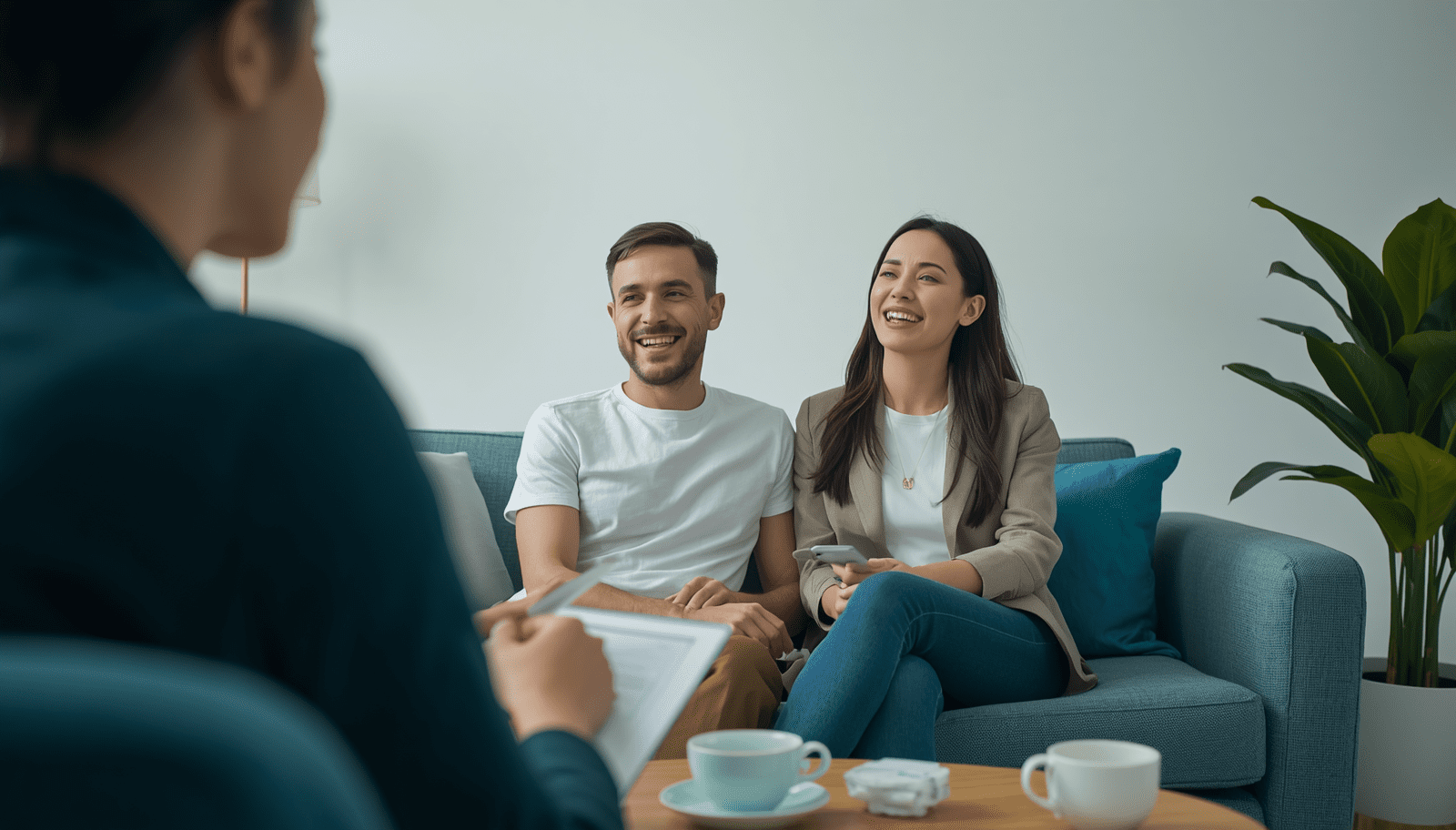 Sesión de psicoterapia de pareja profesional en clínica